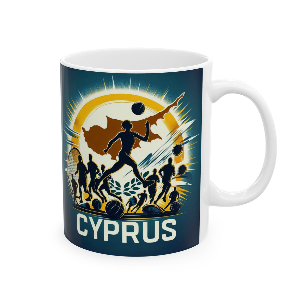 Flag Village Cyprus Sporting Flag Ceramic Coffee Mug 11oz CYP0004