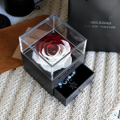 Flag Village Eternal Flower Rose Jewelry Box for Birthday Presents Valentines Day Wedding Gift