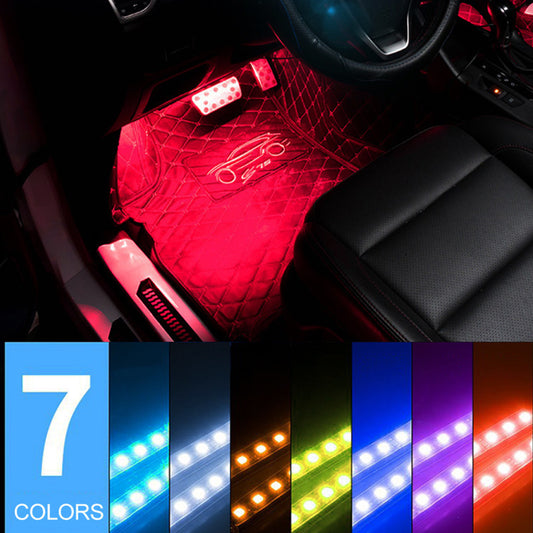 Flag Village Auto Tools Cool LED Car Atmosphere Lights One for Four Colorful