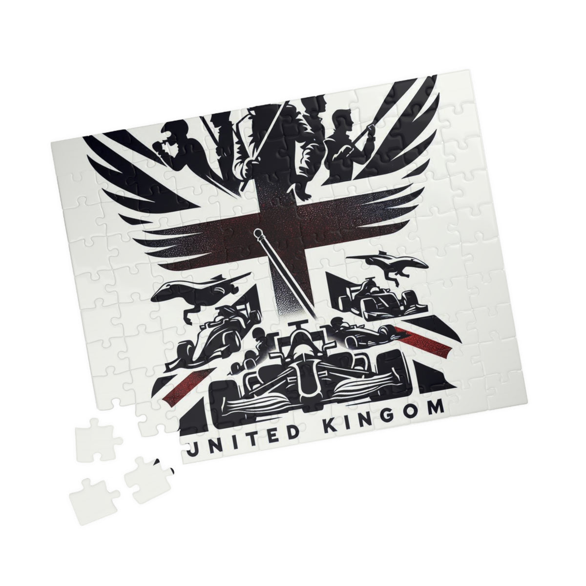 Flag Village United Kingdom Racing Car Sporting Flag Puzzle (110, 252, 520, 1014-piece) UK0006