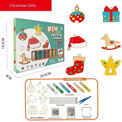 Flag Village Children Crystal Glue Painting Baking-free Painting DIY Handmade Ornaments Girls' Toys Suit Christmas Gifts