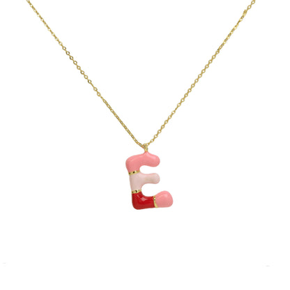 Flag Village Brass Epoxy Capsule 26 Letter Necklace For Women Initial Alphabet Pendant Necklace Fashion Link Chain Jewelry Gifts