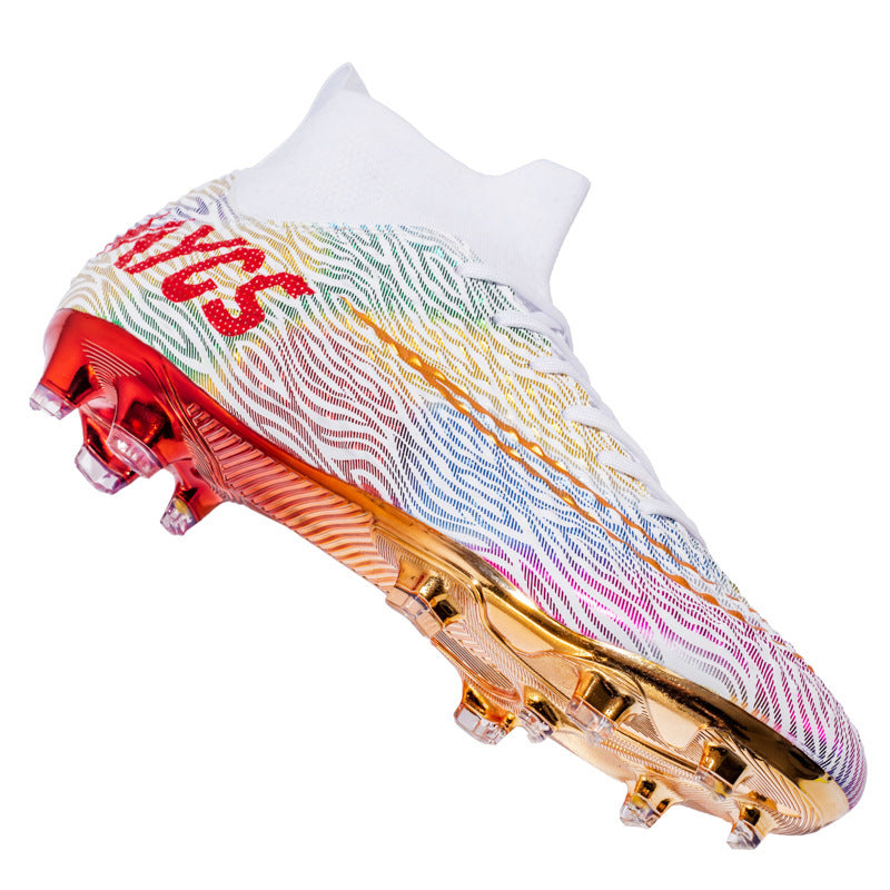 Flag Village Men's Outdoor Training Gold-plated Bottom High-top Soccer Shoes