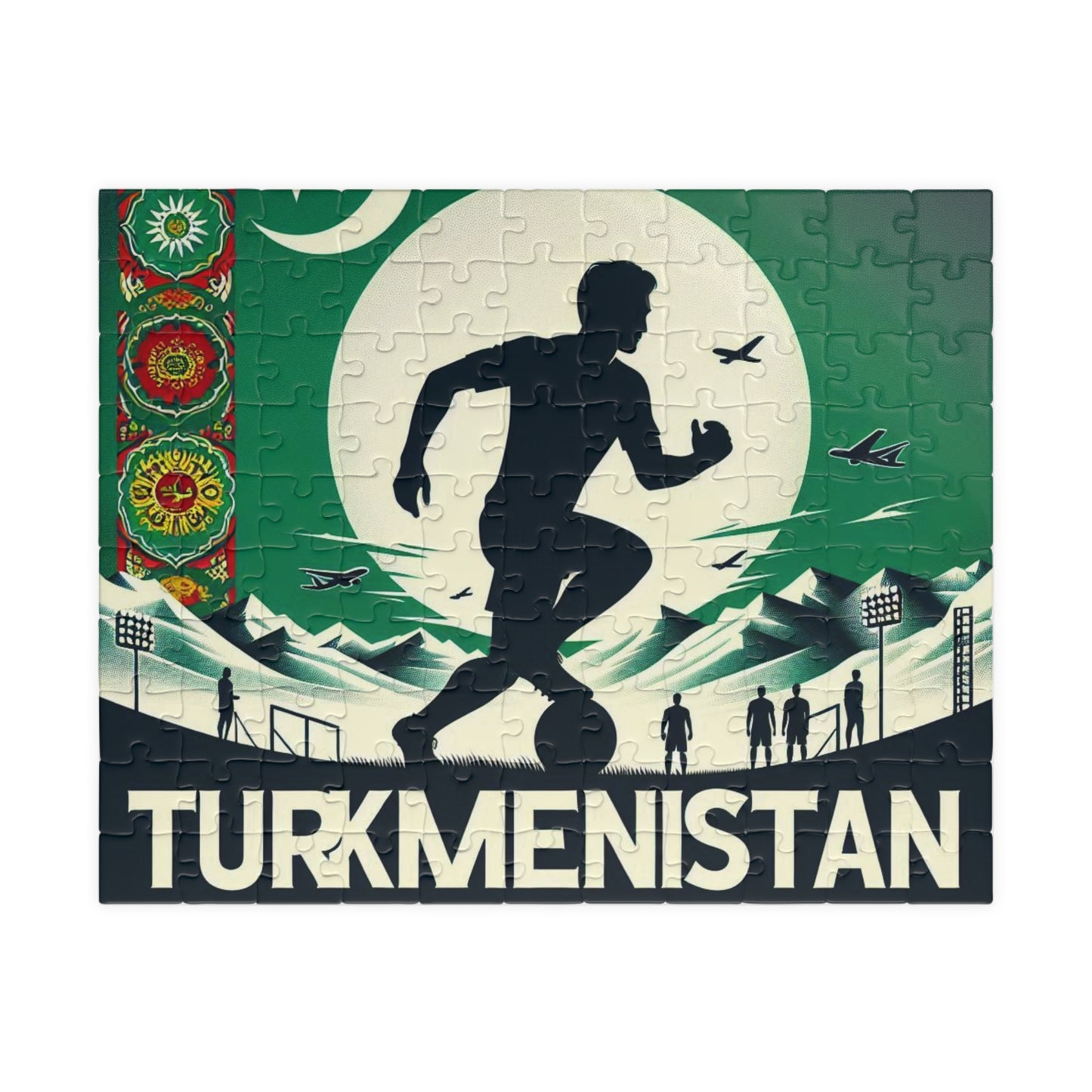 Flag Village Turkmenistan Sporting Flag Puzzle (110, 252, 520, 1014-piece) TKM0005