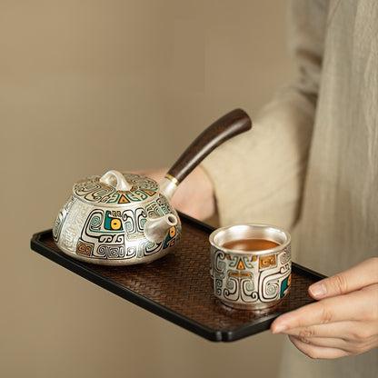 Flag Village Silver Gilded Tea Set Package Gift Box