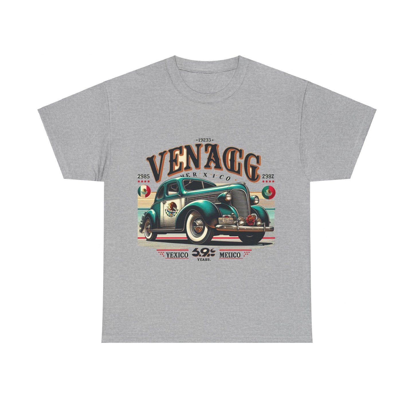 Flag Village Mexico Vintage Car Flag T-SHIRT Heavy Cotton Tee MEX0004