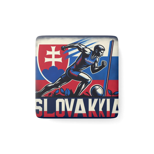 Flag Village Slovakia Flag Sporting Porcelain Magnet, Square SVK0004