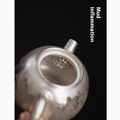 Flag Village Silver Gilded Chinese High-end Kung Fu Tea Set Mini Set Teapot Tea Cup Gift Box
