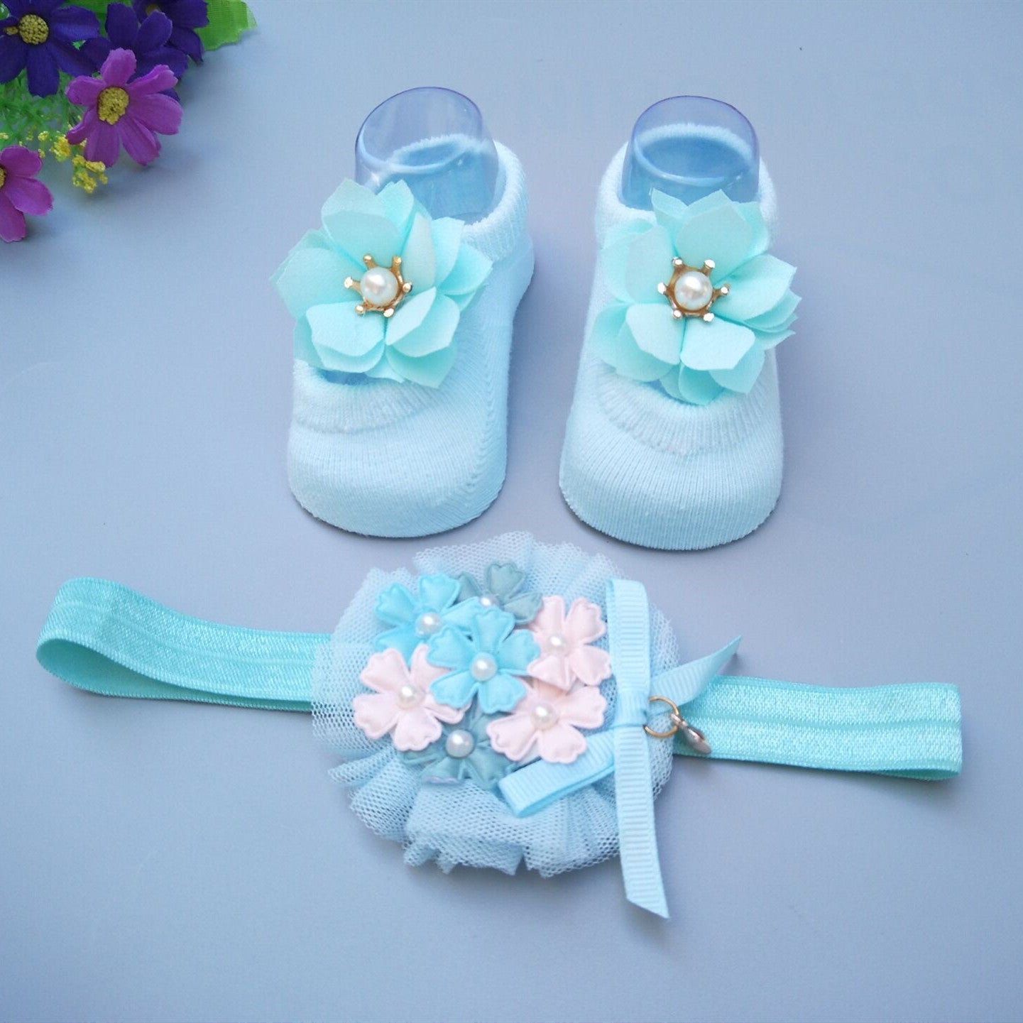 Flag Village New Baby Girl Socks Headband Gift Box
