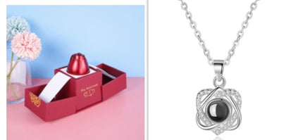 Flag Village Hot Valentine's Day Gifts Metal Rose Jewelry Gift Box Necklace For Wedding Girlfriend Necklace Gifts