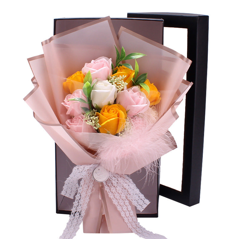 Flag Village Artificial Soap Rose Bouquet Fake Flower Gift Box Tanabata Valentine's Day Gift