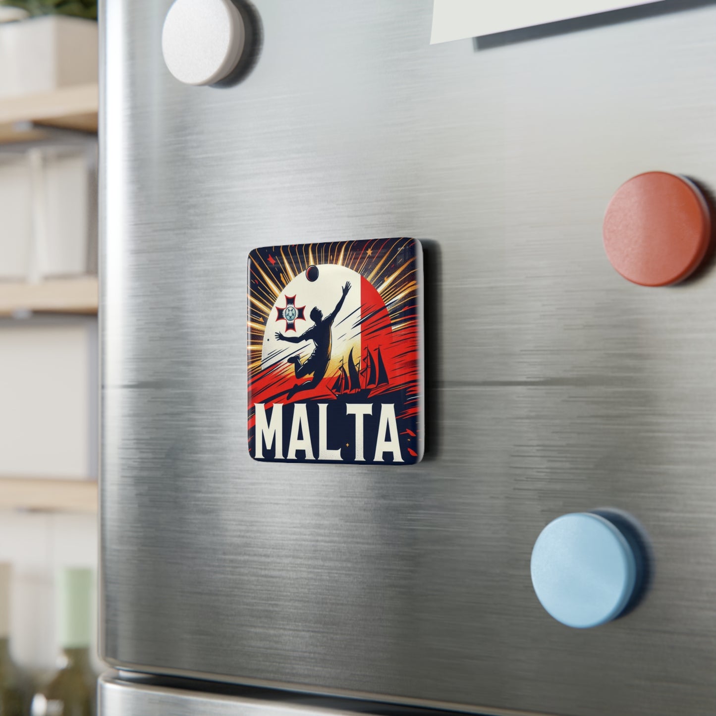 Flag Village Malta Flag Sporting Porcelain Magnet, Square MLT0006