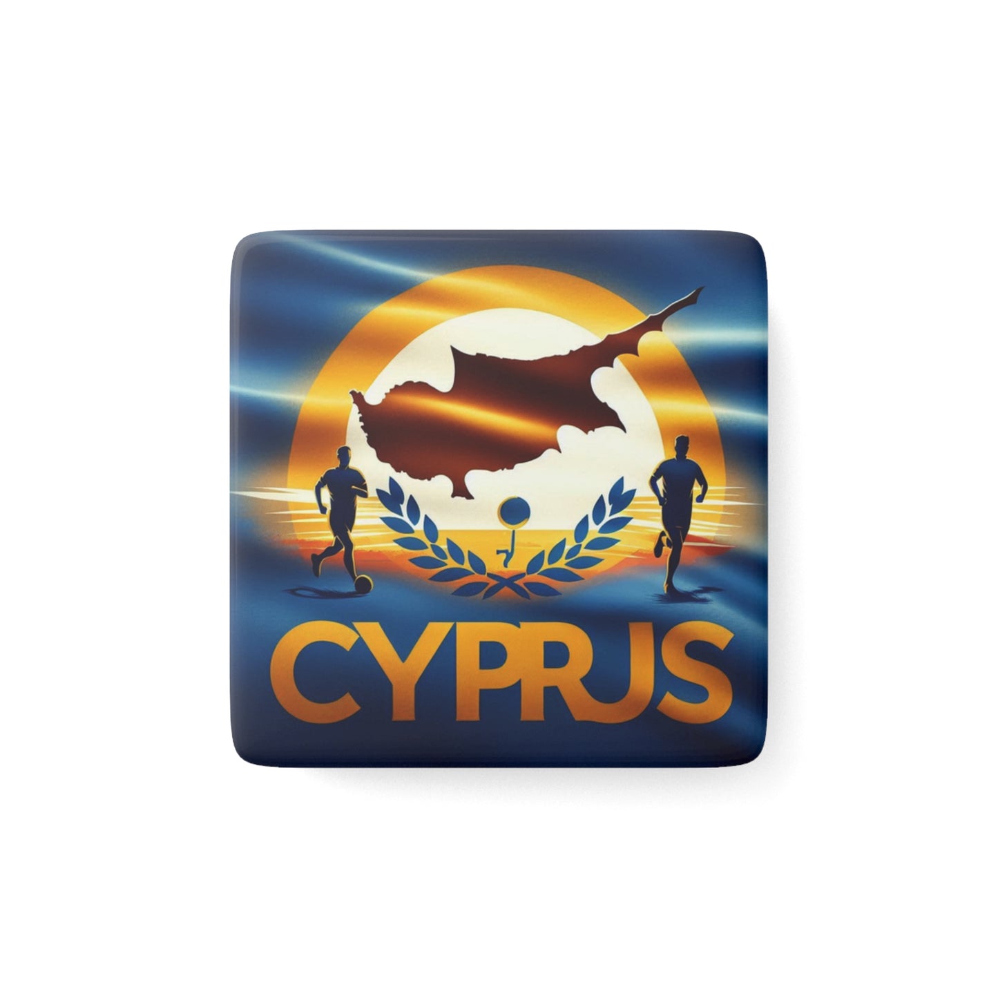 Flag Village Cyprus Flag Sporting Porcelain Magnet, Square CYP0005
