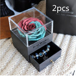 Flag Village Eternal Flower Rose Jewelry Box for Birthday Presents Valentines Day Wedding Gift