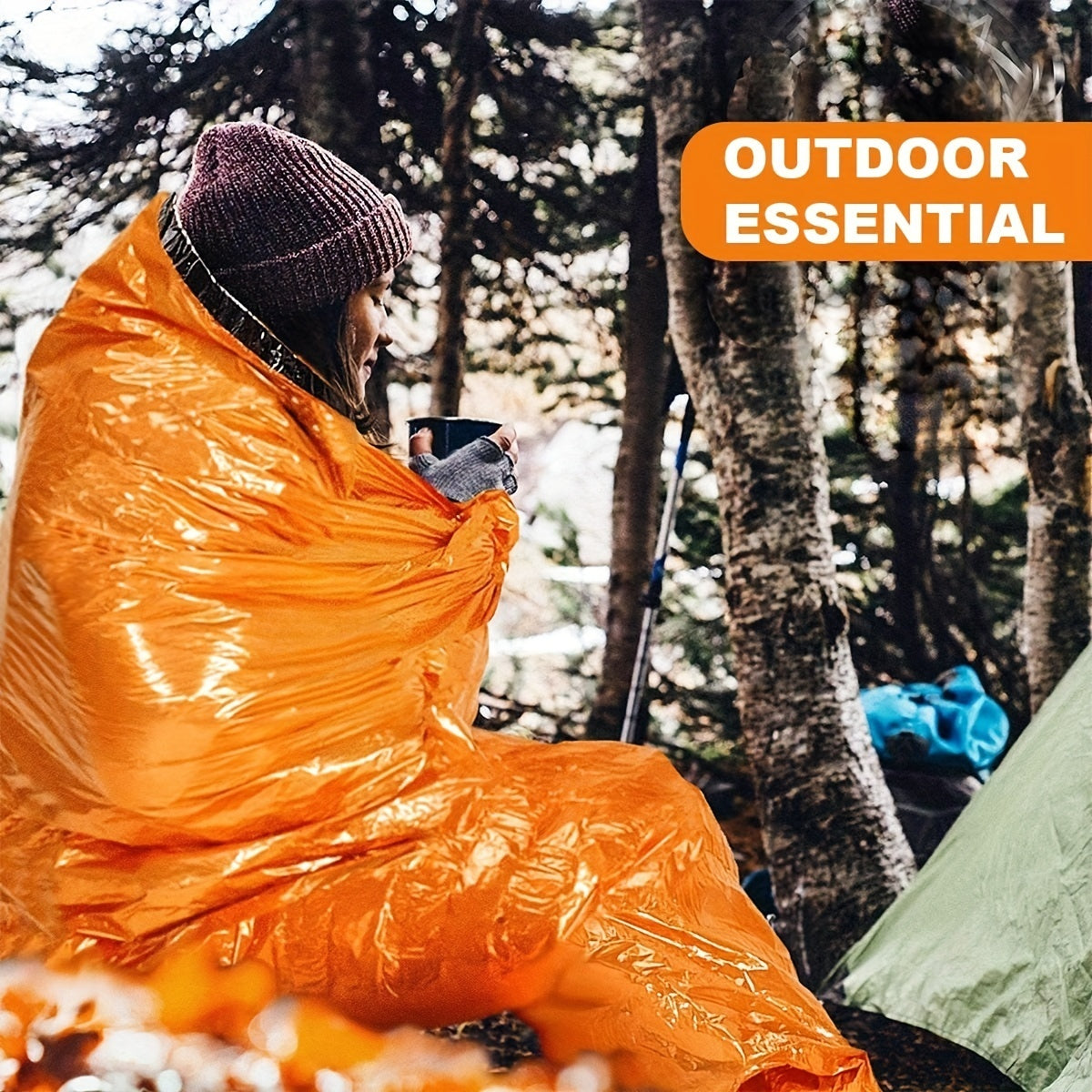 Flag Village Portable Lightweight Emergency Sleeping Bag, Blanket, Tent - Thermal Bivy Sack For Camping, Hiking, And Outdoor Activities - Windproof And Waterproof Blanket For Survival