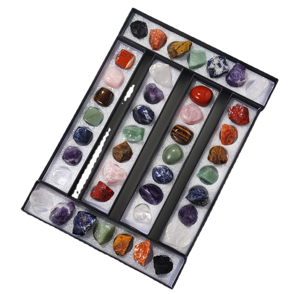 Flag Village Natural Raw Stone Ore Seven Color Gem Gift Box Set