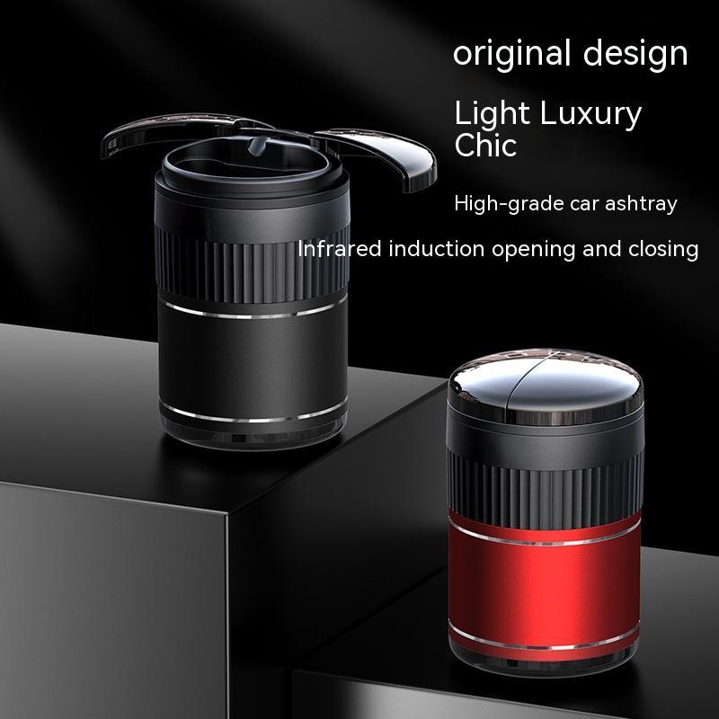 Flag Village Auto Tools Car Automatic Sensing Touch Infrared Smoking Metal Smart Ashtray With Lid