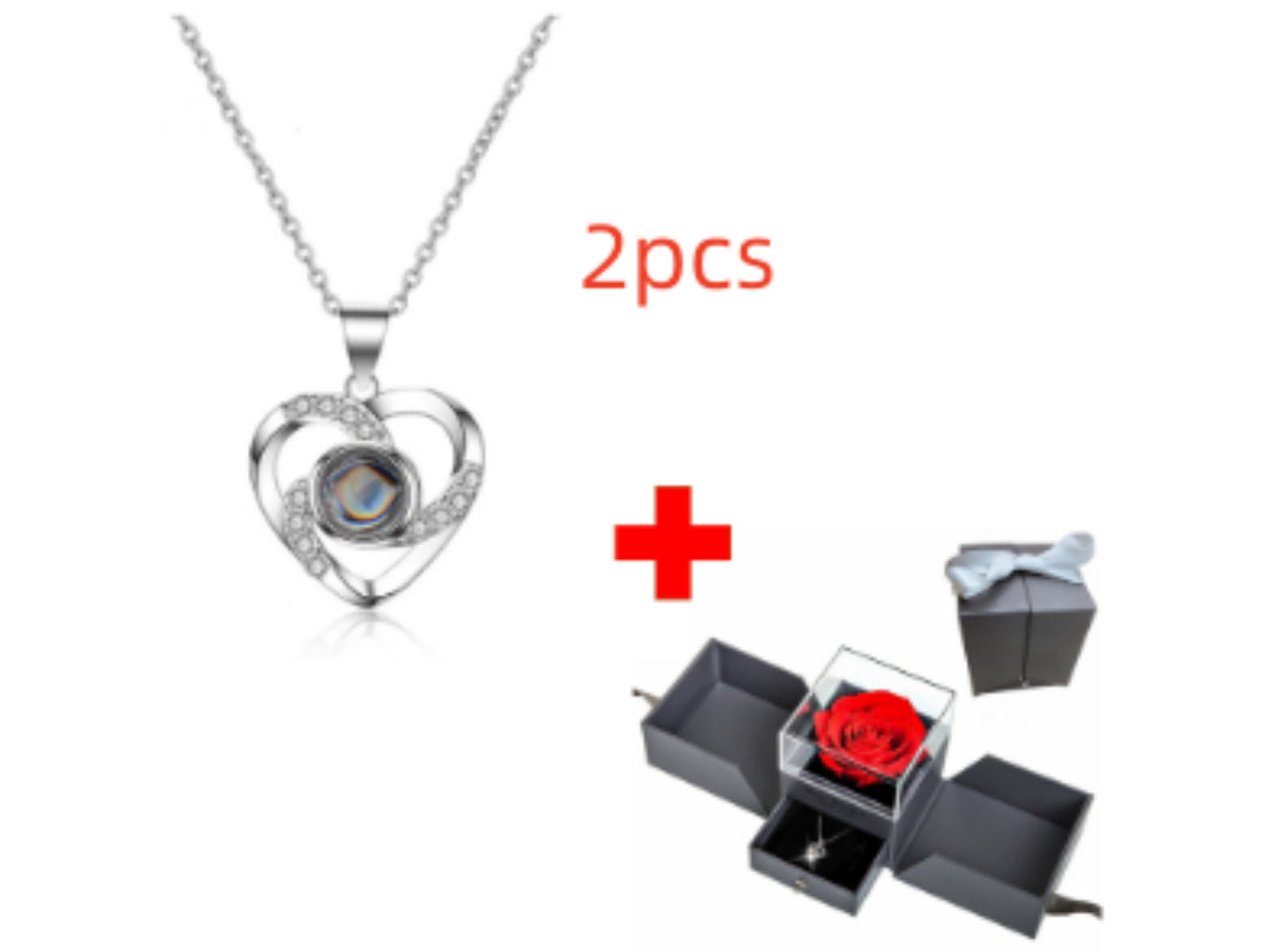 Flag Village Preserved Flower Rose Flower Necklace Jewelry Box Gift