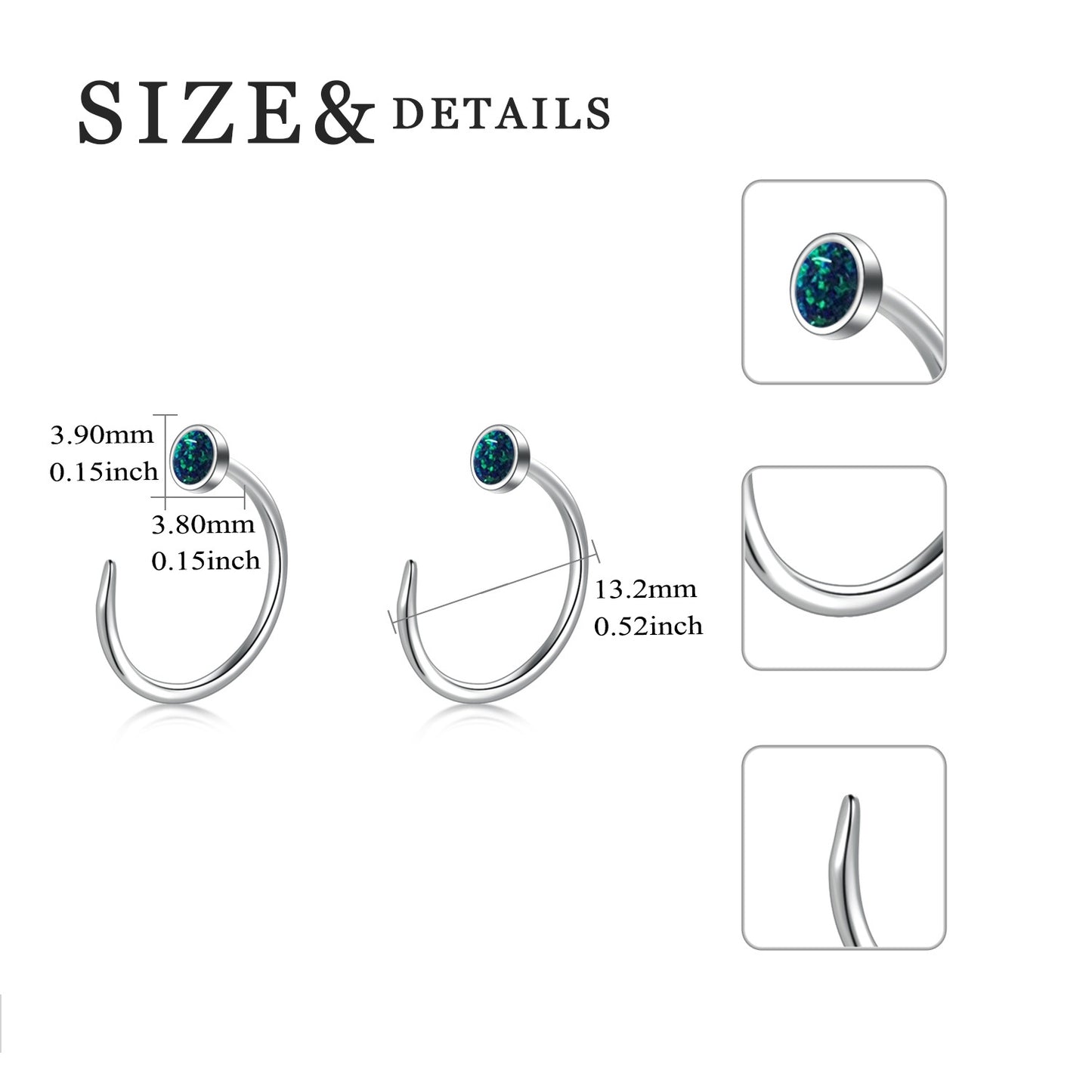 Flag Village Ear Huggie Earrings Opal Half Cuff Hoop Earrings Threader Jewelry Gifts for Women Men Birthday