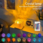 Flag Village LED Water Ripple Ambient Night Light USB Rotating Projection Crystal Table Lamp RGB Dimmable Home Decoration 16 Color Gifts