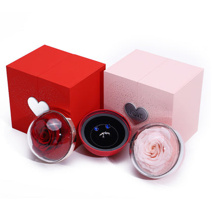 Flag Village Creative Eternal Rose Box Eternal Soap Flower Jewelry Box Ring Necklace Storage Case Valentines Surprise Gift