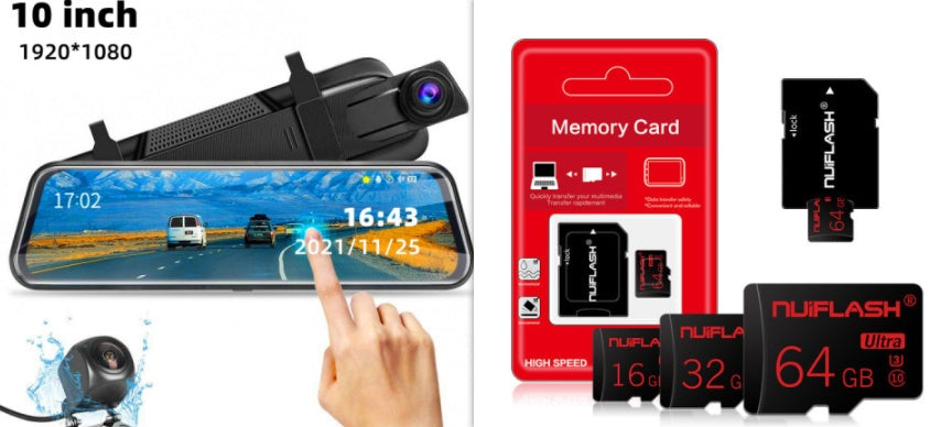 Flag Village Auto Tools Front and Rear Dual Recording Rear View Mirror Dash Cam