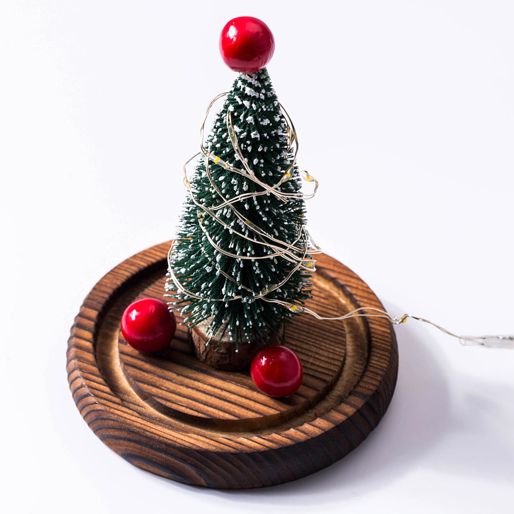 Flag Village Creative Christmas Tree Glass Cover LED Lights Christmas Decorations For Home Christmas Gifts Xmas Ornaments