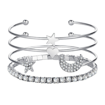 Flag Village Women Moon Stars Cuff Bracelets Bangles Simple Gifts