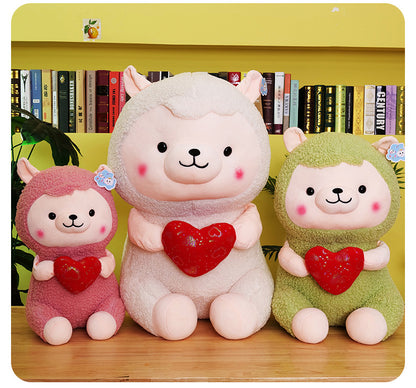 Flag Village New Heart-hugging Alpaca Plush Toy Cute Sheep Doll Large Pillow Ragdoll Girls' Gifts