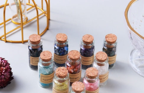 Flag Village Natural Gravel Drift Bottle Original Stone Gift Box Set DIY Wishing Bottle Crystal Specimen Souvenir