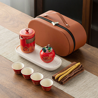 Flag Village Tea Set Suit Ceramic One Pot Four Cups Gift Box