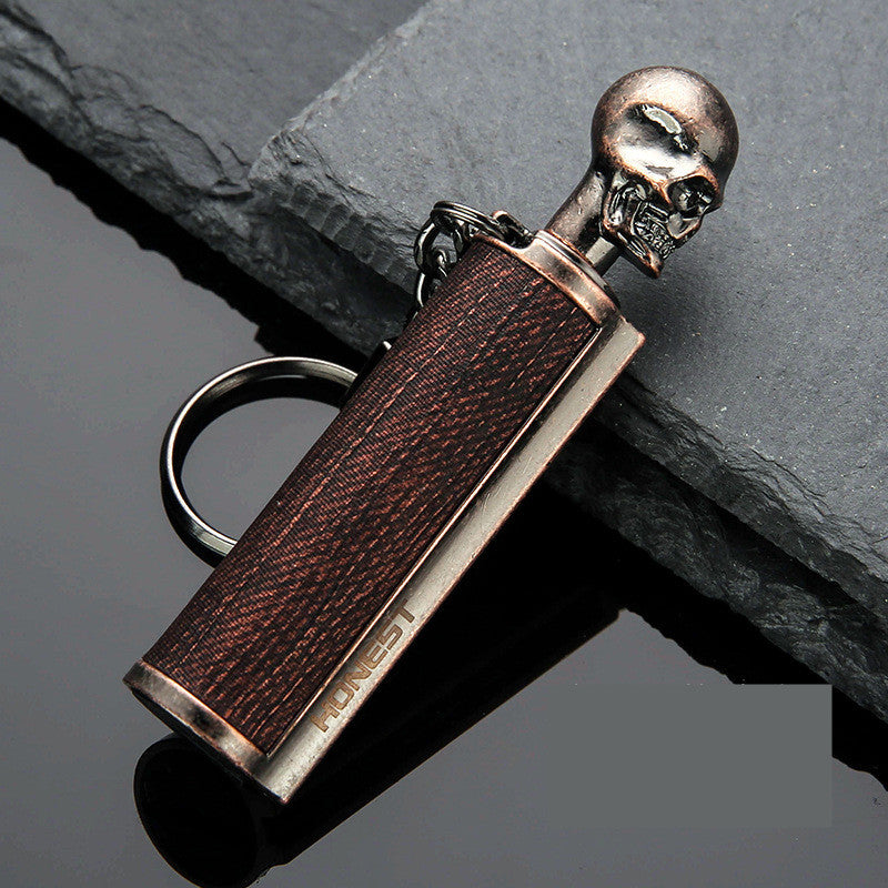 Flag Village Creative Metal Keychain Lighter Wild Fire Ten Thousand Times Use Kerosene Lighters Gifts For Men