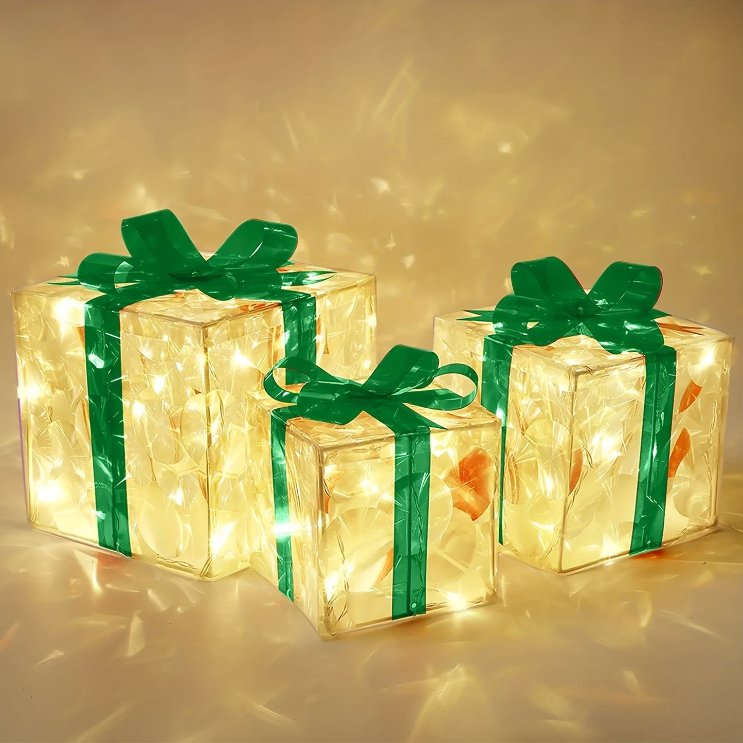 Flag Village New Christmas Gift Box 3-piece Folding Christmas Gift Box Light Up Valentine Gift Box Christmas Lights