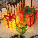 Flag Village Remote Control Christmas Gift Box Lights Christmas Three-piece Decoration