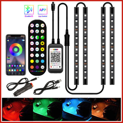 Flag Village Auto Tools Styling Decorative Lamp LED Car Interior Light Waterproof Ambient Lamp Of Wireless Remote Music Control Car RGB Strip Lights