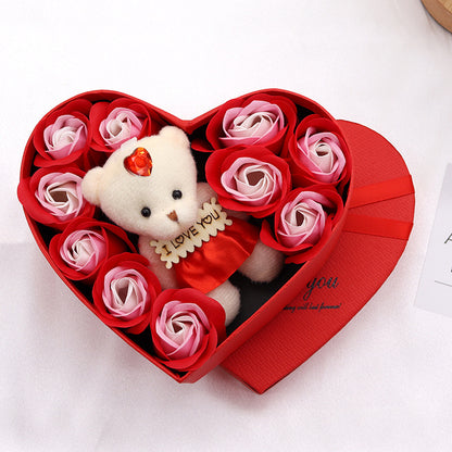 Flag Village Soap Flower Heart-shaped Rose Gift Box Valentine's Day Mother's Day Gift