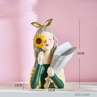 Flag Village Home Decor Girl Figurine Resin Sculpture Abstract Art Room Decor Nordic Decoration Home Living Room Decoration Accessories Gifts