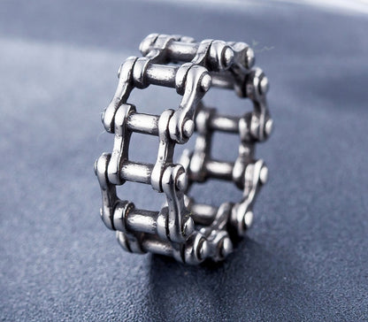 Flag Village Stainless Steel Link Chain Motorcycle Boy Rings Punk Rock Mens Biker Jewelry Love Accessories Birthday Gifts