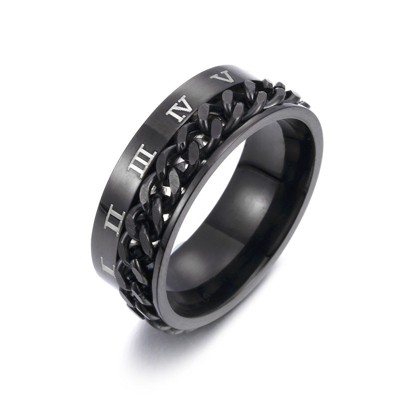 Flag Village Roman Letter Rotatable Chain Rings Men Digital Titanium Steel RingFor Couple High Quality Multifunctional Bottle Opener Ring Spinner Jewelry Punk Gifts