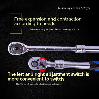 Flag Village Auto Tools Telescopic Ratchet Automatic Two-way Fast Wrench 72 Teeth Auto Repair Tools