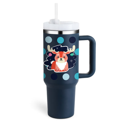 Flag Village 40 Oz Tumbler With Handle Straw Insulated, Stainless Steel Spill Proof Vacuum Coffee Cup Tumbler With Lid Tapered Mug Gifts For Valentine Lover Suitable For Car Gym Office Travel