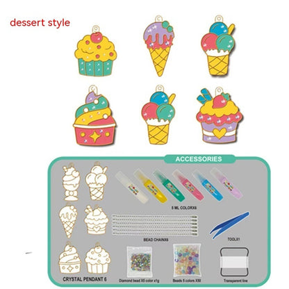 Flag Village Children Crystal Glue Painting Baking-free Painting DIY Handmade Ornaments Girls' Toys Suit Christmas Gifts