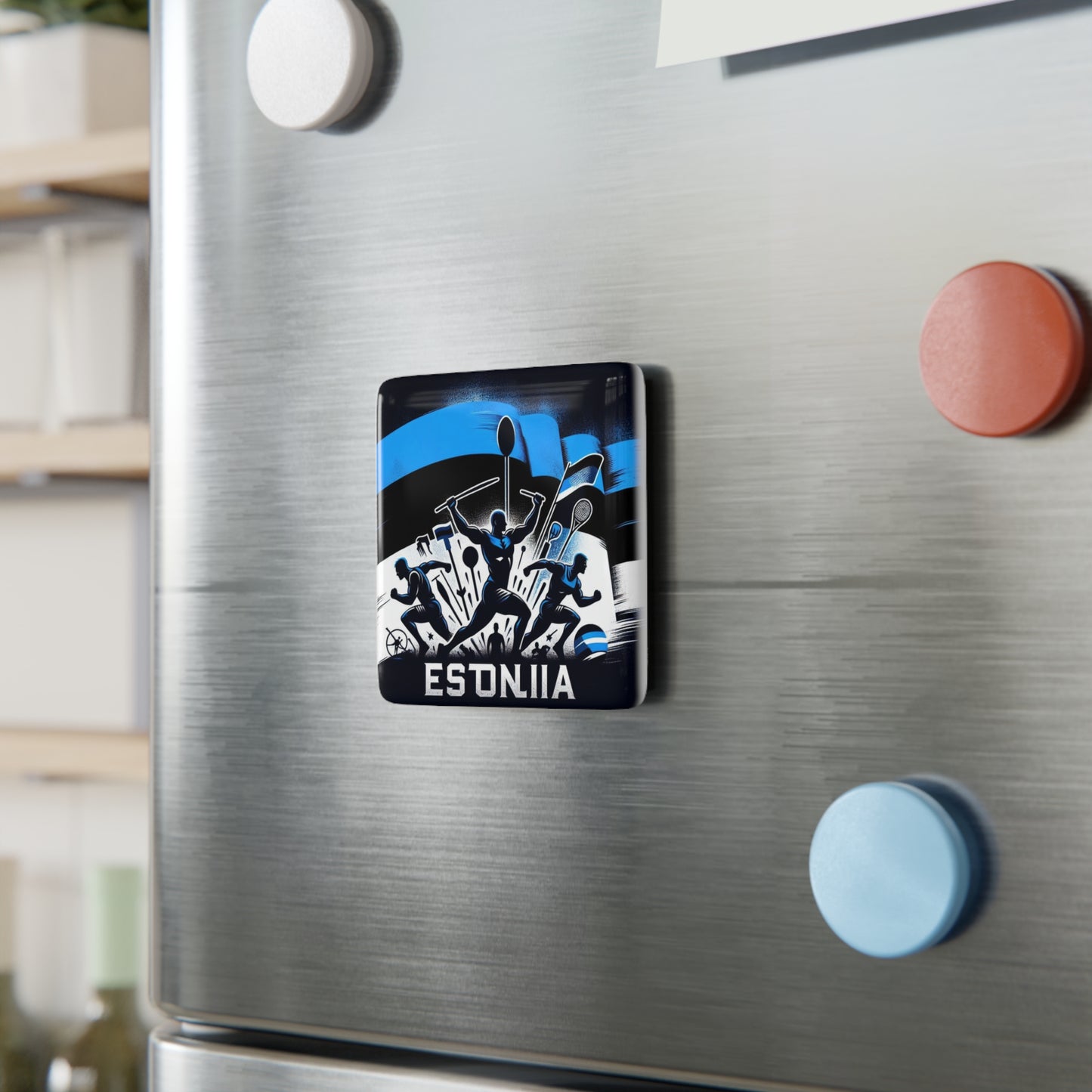 Flag Village Estonia Flag Sporting Porcelain Magnet, Square EST0003