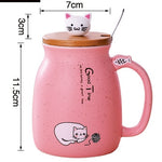 Flag Village 450ml Cartoon Ceramics Cat Mug With Lid and Spoon Coffee Milk Tea Mugs Breakfast Cup Drinkware Novelty Gifts