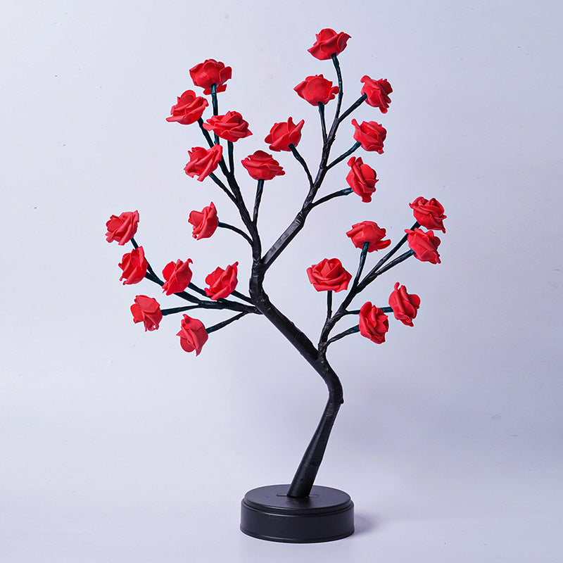 Flag Village Table Lamp Flower Tree Rose Lamps Fairy Desk Night Lights USB Operated Gifts For Wedding Valentine Christmas Decoration