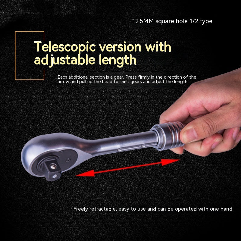 Flag Village Auto Tools Telescopic Ratchet Automatic Two-way Fast Wrench 72 Teeth Auto Repair Tools