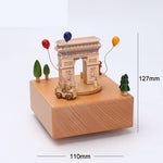 Flag Village Wooden building model music box birthday gift