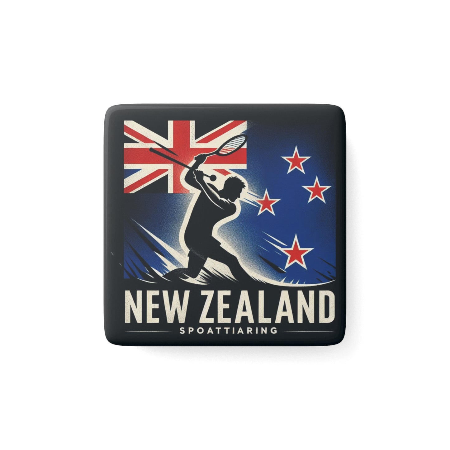 Flag Village New Zealand Flag Sporting Porcelain Magnet, Square NZL0006