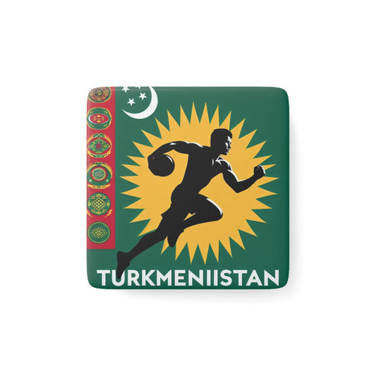 Flag Village Turkmenistan Flag Sporting Porcelain Magnet, Square TKM0003