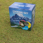 Flag Village Outdoor Portable Cookware Camping Hiking Picnic Non-stick Cooking Pan Pot Bowl Set for 2-3 Person